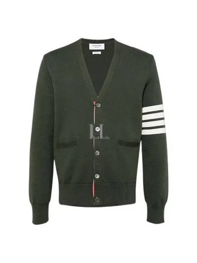 Milano Stitch 4 Bar Cardigan Dark Green - THOM BROWNE - BALAAN 2