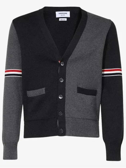 Funmix Cotton ArmBand V-Neck Cardigan Tonal Grey - THOM BROWNE - BALAAN 2