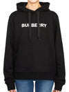 Logo Print Cotton Oversized Hoodie Black - BURBERRY - BALAAN 4