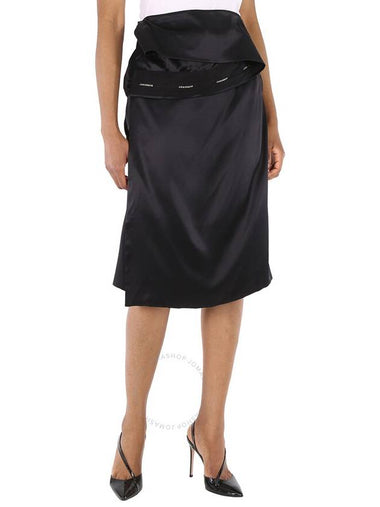 Burberry Ladies Black Silk Satin Foldover Skirt, Brand Size 6 (US Size 4) - BURBERRY - BALAAN 1