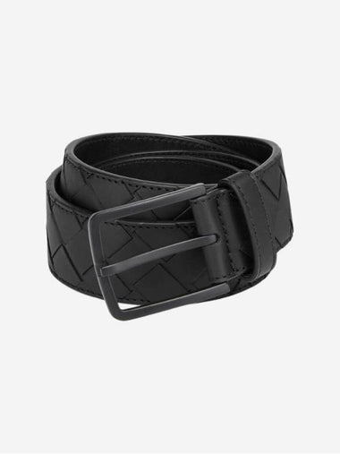 Intrecciato Leather Belt Nero - BOTTEGA VENETA - BALAAN 1