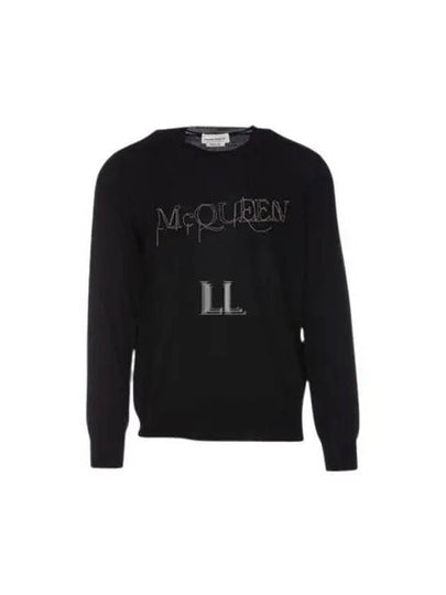 Logo Embellished Crewneck Sweatshirt Black - ALEXANDER MCQUEEN - BALAAN 2