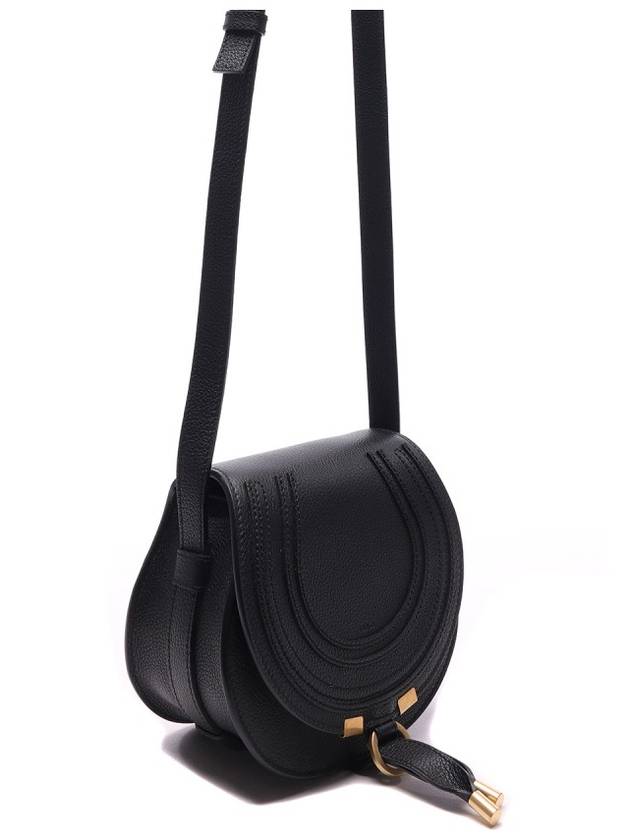 Marcie Saddle Small Grained Leather Cross Bag Black - CHLOE - BALAAN 4