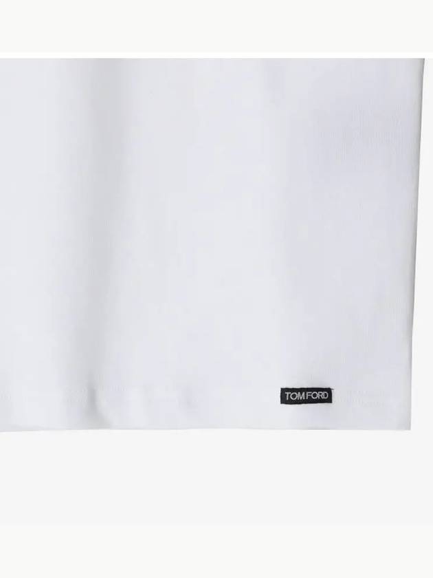 Cotton V-neck Short Sleeve T-Shirt White - TOM FORD - BALAAN 4