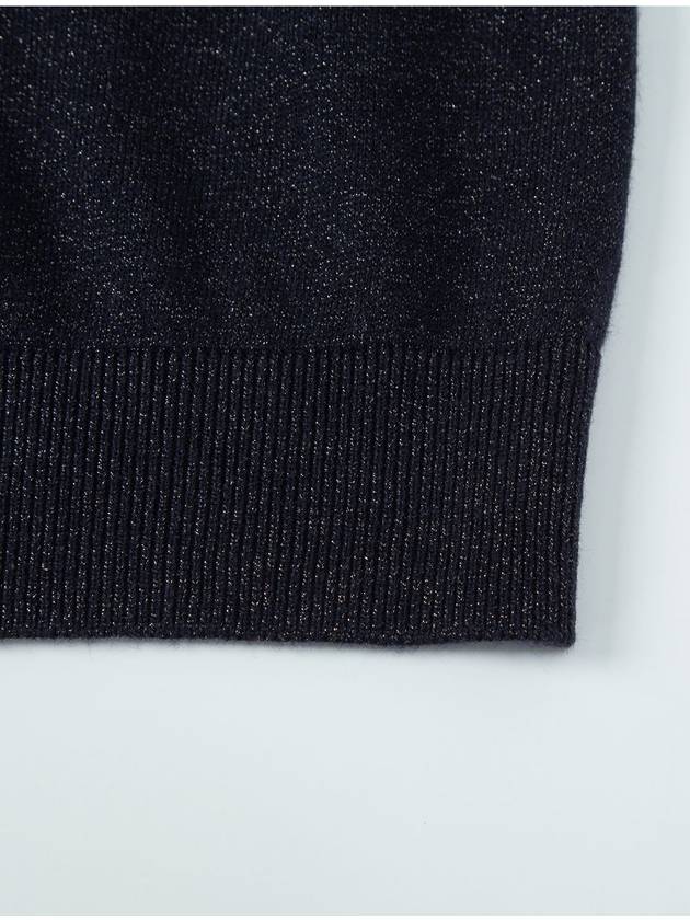 Glitter Notch Neck Knit Cardigan Navy - CALLAITE - BALAAN 6