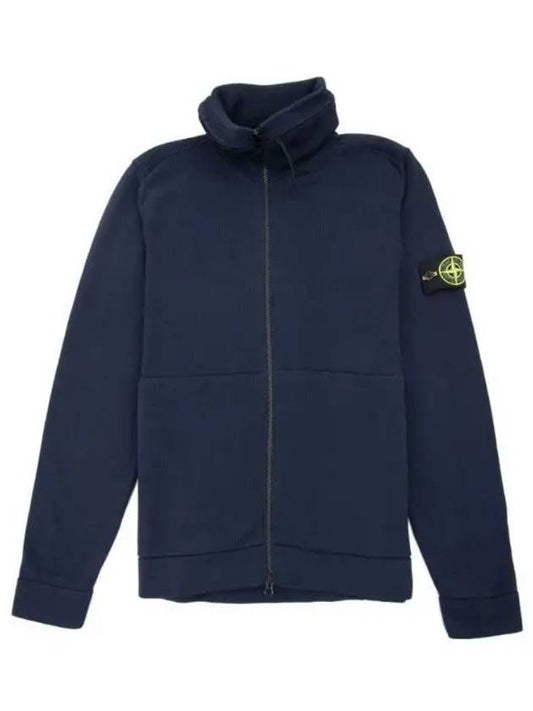 Logo Pacth Stretch Cotton Zip-up Cardigan Navy - STONE ISLAND - BALAAN 2