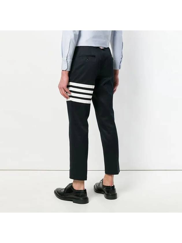 Diagonal Unconstructed Chino Straight Pants Navy - THOM BROWNE - BALAAN 3