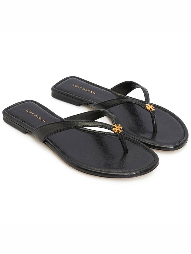 Capri Logo Plaque Flip Flops Black - TORY BURCH - BALAAN 4