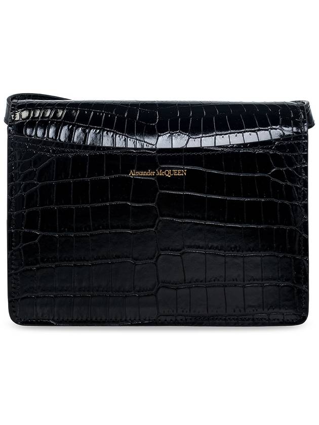 Crocodile Leather 4 Ring Shoulder Bag Black - ALEXANDER MCQUEEN - BALAAN 4