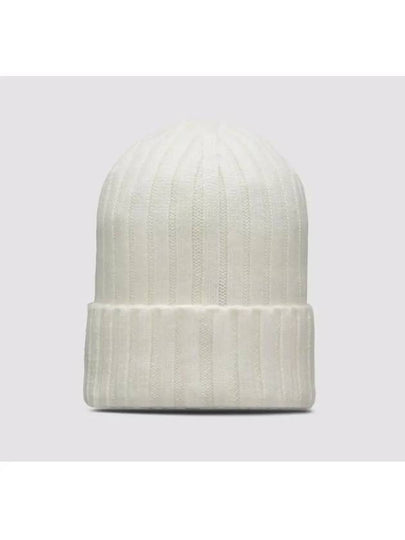 3B00036 A9327 030 Logo Patch Ivory Wool Beanie - MONCLER - BALAAN 2