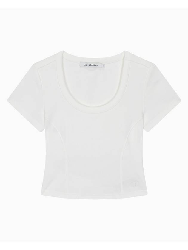 Jeans Rib Open Back Cropped Short Sleeve T-Shirt White - CALVIN KLEIN - BALAAN 1