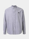 Men's Tiger Embroidery Oxford Cotton Long Sleeve Shirt Gray Shirt 5CH400 1LD 99 - KENZO - BALAAN 1