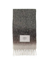 [MAISON KITSUNE] GRADIENT FRINGED SCARF - KHAKI BLACK STRIPES - MAISON KITSUNE - BALAAN 1