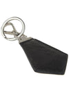 Saffiano Triangle Logo Leather Key Holder Black - PRADA - BALAAN 4