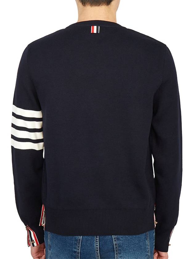 4 Bar Armband Milano Stitch Knit Top Navy - THOM BROWNE - BALAAN 5