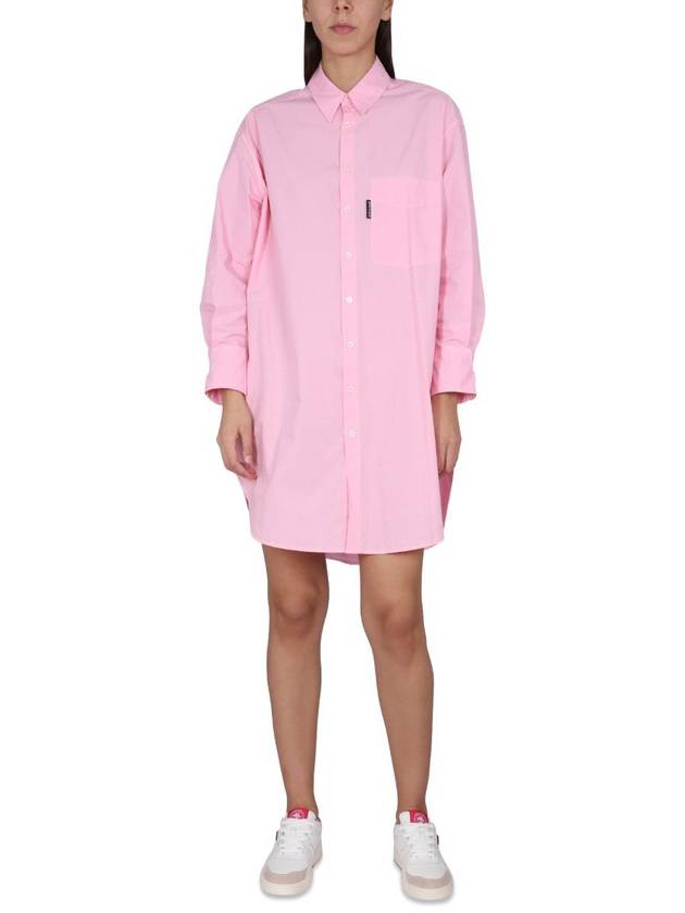 Shirt Midi Dress Pink - PALM ANGELS - BALAAN 3