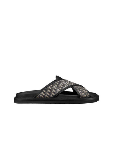 Aqua Oblique Jacquard Sandals Black Beige - DIOR - BALAAN 1