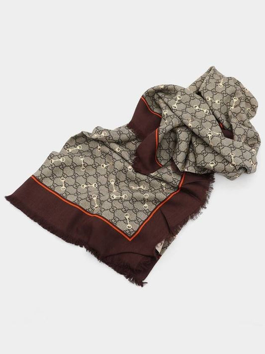 Horsebit Print Silk Scarf Beige Ebony - GUCCI - BALAAN 2