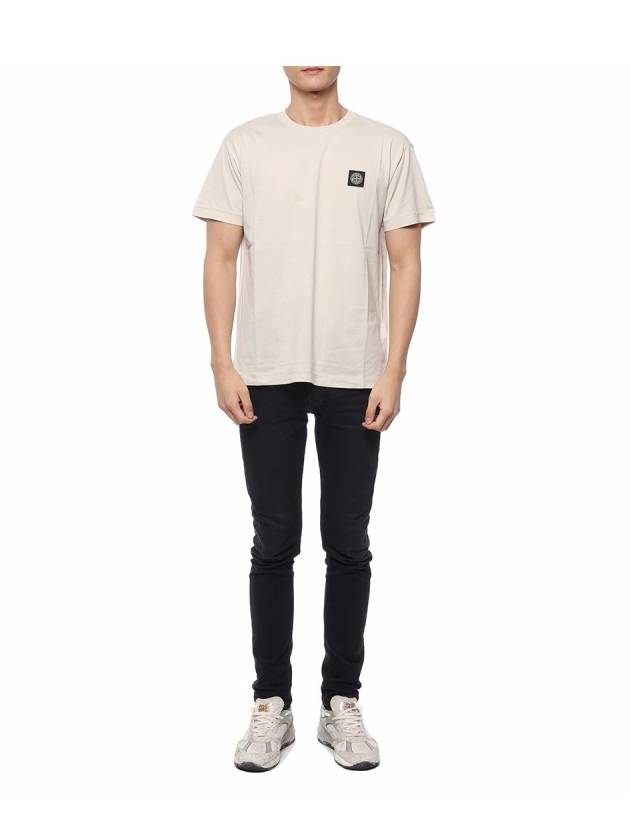 Cotton Jersey Slim Fit Short Sleeve T Shirt Mastic White - STONE ISLAND - BALAAN 4