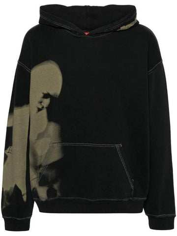 Distressed Smudgy Print Hoodie Black - DIESEL - BALAAN 1