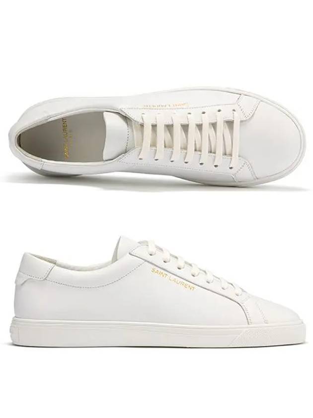 Men's Andy Leather Low Top Sneakers White - SAINT LAURENT - BALAAN 3