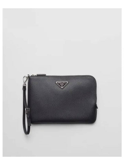 Small Saffiano Leather Pouch Black - PRADA - BALAAN 2