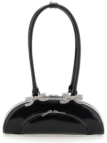 Black Shoulder Bag With Rounded Design And Bows On The Front In Leather  Woman - SELF PORTRAIT - BALAAN 1