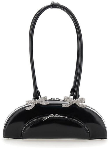 Black Shoulder Bag With Rounded Design And Bows On The Front In Leather  Woman - SELF PORTRAIT - BALAAN 1