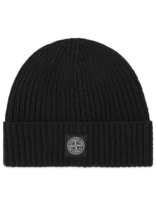 Wappen Patch Wool Beanie Black - STONE ISLAND - BALAAN 2