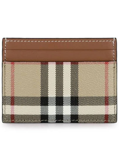 Check Print Leather Card Holder Beige - BURBERRY - BALAAN 2