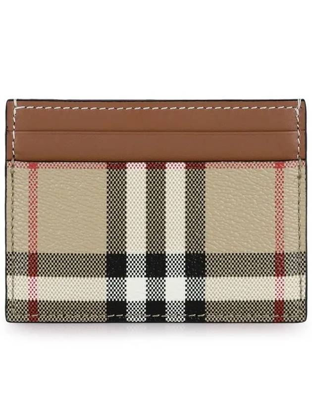 Check Print Leather Card Holder Beige - BURBERRY - BALAAN 3