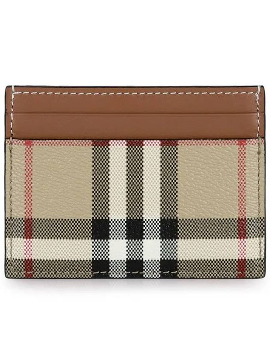 Check Print Leather Card Holder Beige - BURBERRY - BALAAN 2