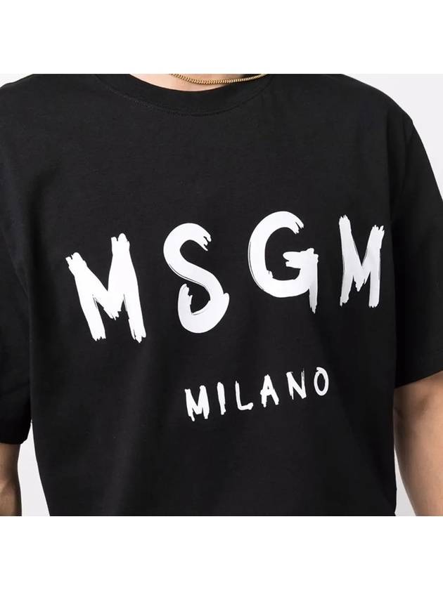 Brushed Logo Short Sleeve T-Shirt Black - MSGM - BALAAN 4