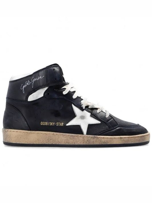 Men's Sky Star Nappa Leather High Top Sneakers Black - GOLDEN GOOSE - BALAAN 2