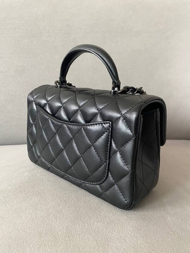 New Mini Top Handle Flap Bag Lambskin Saw Black AS2431 - CHANEL - BALAAN 5