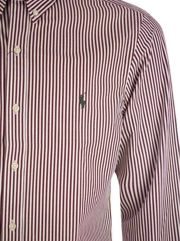 Logo Embroidered Striped Long Sleeve Shirt Red - POLO RALPH LAUREN - BALAAN 5