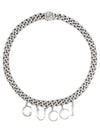 Script Chain Necklace Silver - GUCCI - BALAAN.