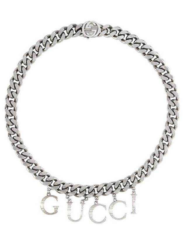 Script Chain Necklace Silver - GUCCI - BALAAN.