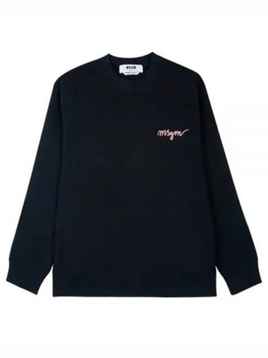 Embroidered Logo Cotton Sweatshirt Black - MSGM - BALAAN 1