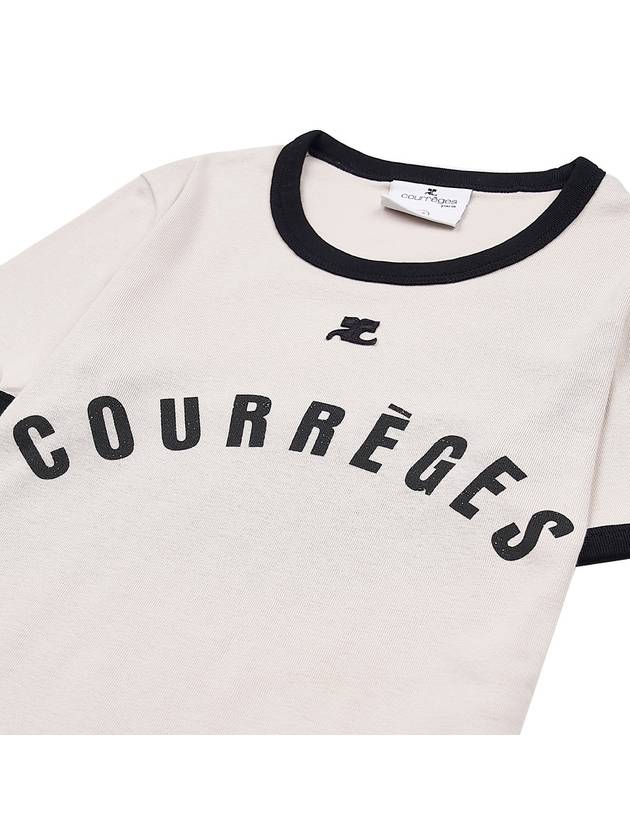 Buckle Contrast Print Short Sleeve T-Shirt Limestone - COURREGES - BALAAN 4