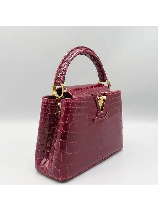 N90130 Burgundy Alligator Leather Capucine Mini Top Handle Tote Bag Shoulder Strap 2WAY - LOUIS VUITTON - BALAAN 3