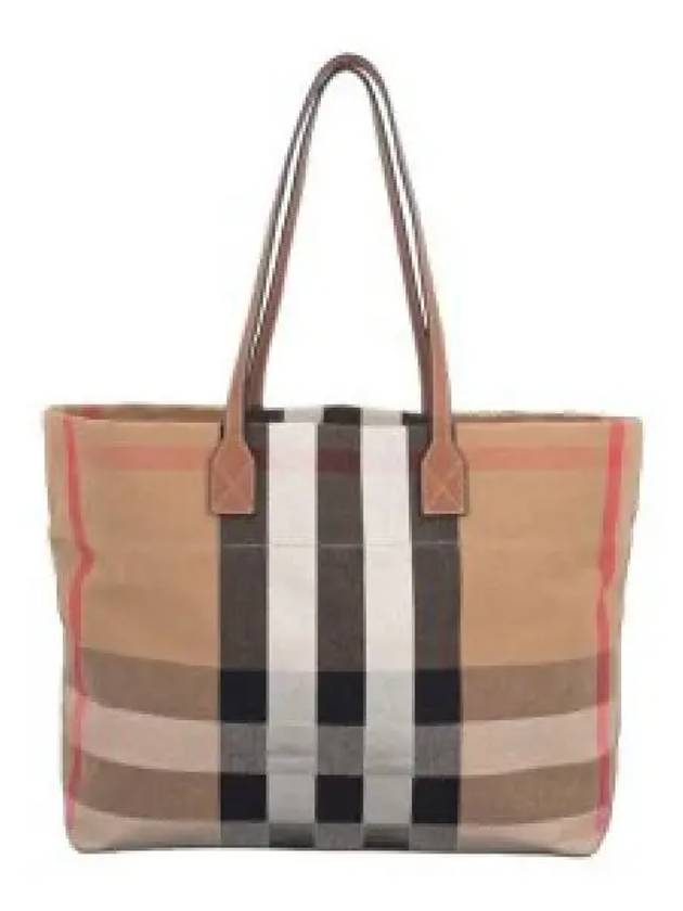 London check canvas medium tote bag 80840471 taupebrown - BURBERRY - BALAAN 2