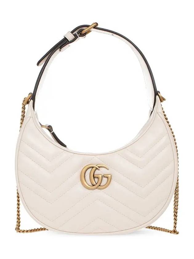 GG Marmont Half Moon Mini Bag White - GUCCI - BALAAN 3