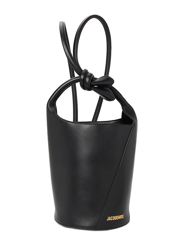 Le Petit Tourni Mini Knotted Leather Bucket Bag Black - JACQUEMUS - BALAAN 9