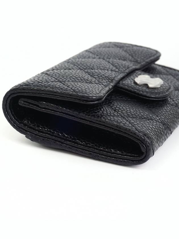 Classic Card Holder Grained Calfskin Silver Black - CHANEL - BALAAN 4