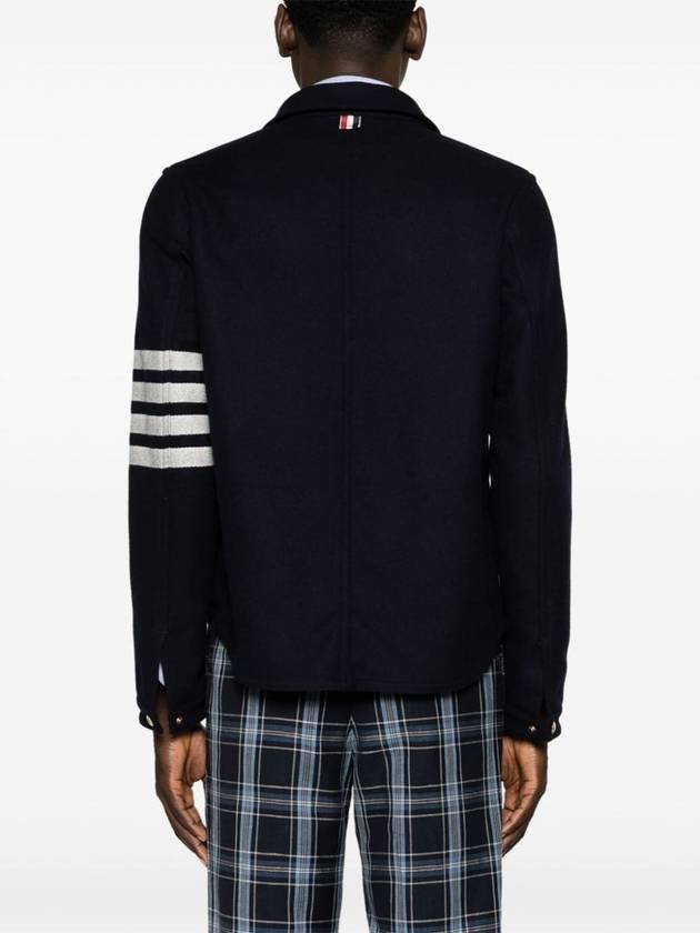 Stripe Detail Button Wool Jacket Navy - THOM BROWNE - BALAAN 3