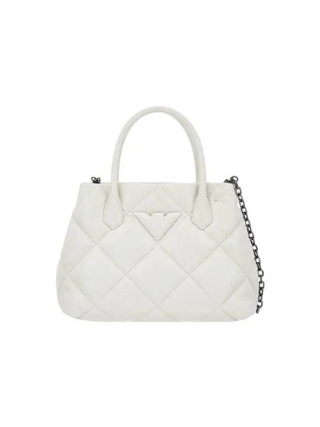 Women s Eagle Logo Quilted Medium Tote Bag Ivory - EMPORIO ARMANI - BALAAN 1