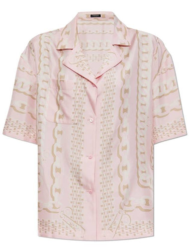 Versace Silk Shirt With Versace Treasure Print, Women's, Pink - VERSACE - BALAAN 1