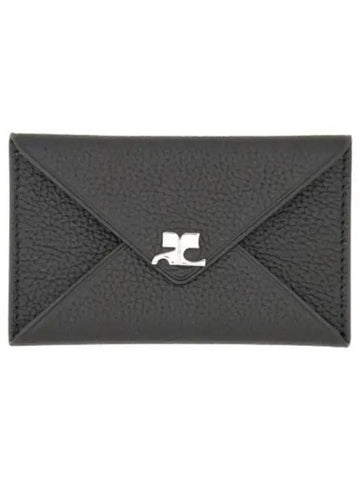 Logo Envelope Leather Card Holder Black - COURREGES - BALAAN 1