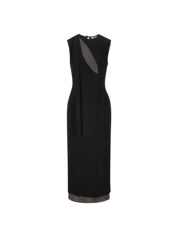 Jersey Metallic Yarn Long Dress Black - FENDI - BALAAN 1